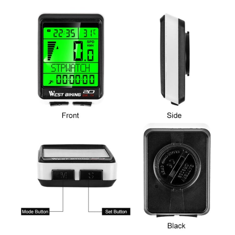 Frendorf | WEST BIKING Mountainbike Kabelloser Code-Meter Großbild Multifunktions-Wasserdichter Geschwindigkeitsmesser