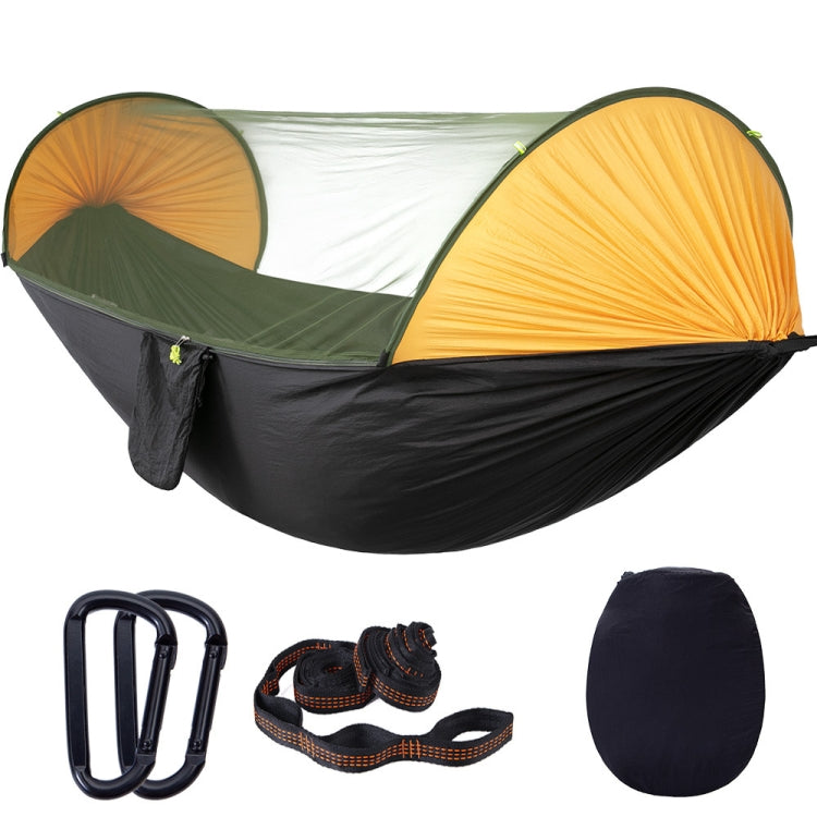 Frendorf | Anti-Umkipp-Automatik Schnell-Öffnungs-Moskito-Netz-Hängematte Outdoor Camping Doppel-Anti-Moskito-Hängematte, Größe: 290x140cm(Gelb Schwarz)