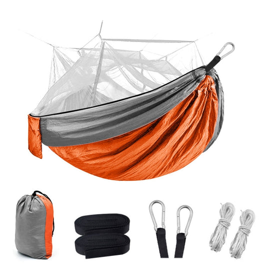 Frendorf | Verschlüsselung-Moskito-Netz-Hängematte Outdoor Camping Anti-Moskito-Netz Gazehängematte, Größe: 260x140cm (Orange Rot Grau)