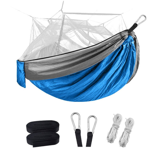 Frendorf | Verschlüsselung Moskitonetz Hängematte Outdoor Camping Anti-Moskito Netz Gaze Hängematte, Größe: 260x140cm(Dunkelblau Grau)