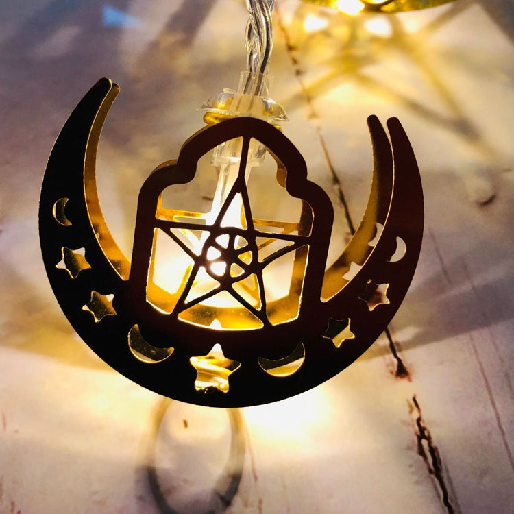 3m 20 LEDs Eid Al-Fitr LED Stern- und Mondlichter Ramadan Festival Dekoration Lampen (Weißes Licht)