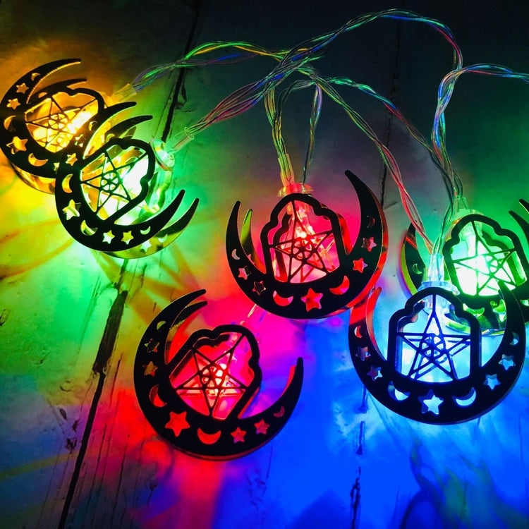 3m 20 LEDs Eid Al-Fitr LED Stern- und Mondlichter Ramadan Festival Dekoration Lampen (Weißes Licht)