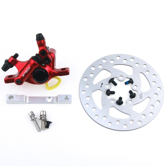 Frendorf | 3 in 1 Scooter Modifizierte Hydraulikbremse + 120mm Scheibenbremsen + Modifiziertes Sitzset für Xiaomi Mijia M365 Pro (Rote Bremse + Silberner Adapter)