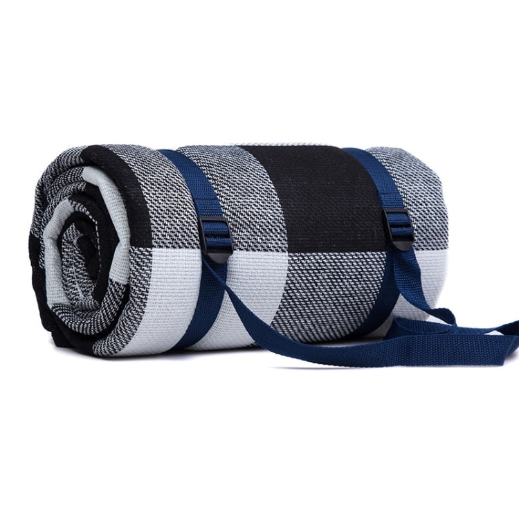 Frendorf | FP1409 6mm Verdickte Feuchtigkeitsbeständige Strandmatte Outdoor Camping Zeltmatte Mit Aufbewahrungstasche 200x200cm (Schwarz Grau Weiß Kariert)