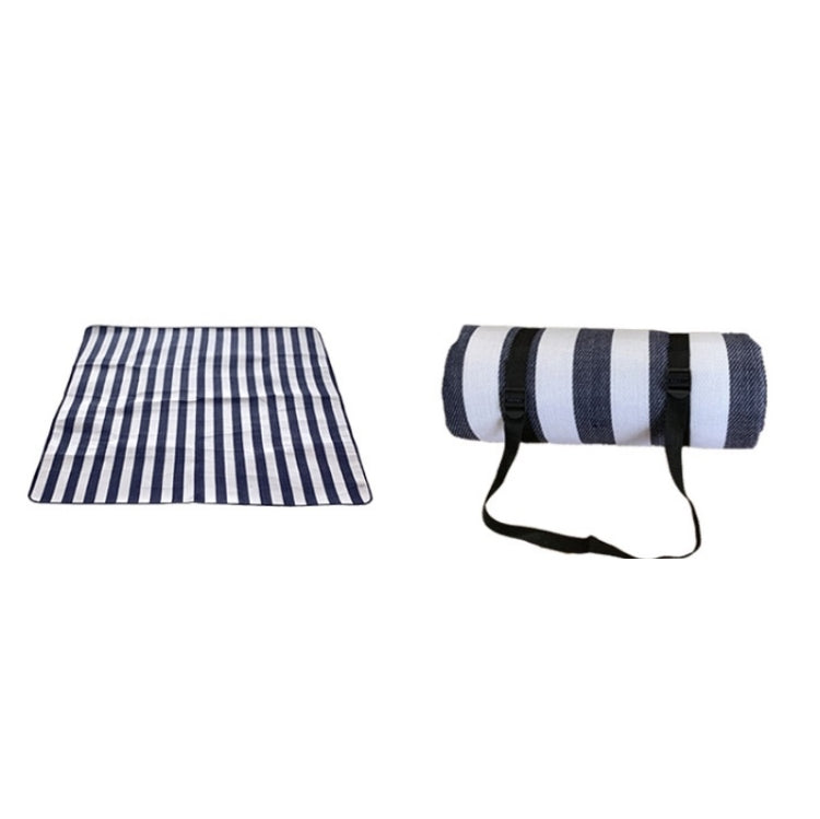 Frendorf | FP1409 6mm Verdickte Feuchtigkeitsdichte Strandmatte Outdoor Camping Zeltmatte Mit Aufbewahrungstasche 200x200cm (Blaue Streifen)