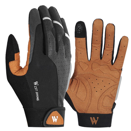 Frendorf | WEST BIKING YP0211197 Vollfinger Stoßdämpfende Rutschfeste Motorrad Fahrrad Handschuhe Reitausrüstung, Größe: L(Schwarz Gelb)