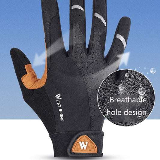 Frendorf | WEST BIKING YP0211197 Vollfinger Stoßdämpfende Rutschfeste Motorrad Fahrrad Handschuhe Reitausrüstung, Größe: L(Schwarz Gelb)