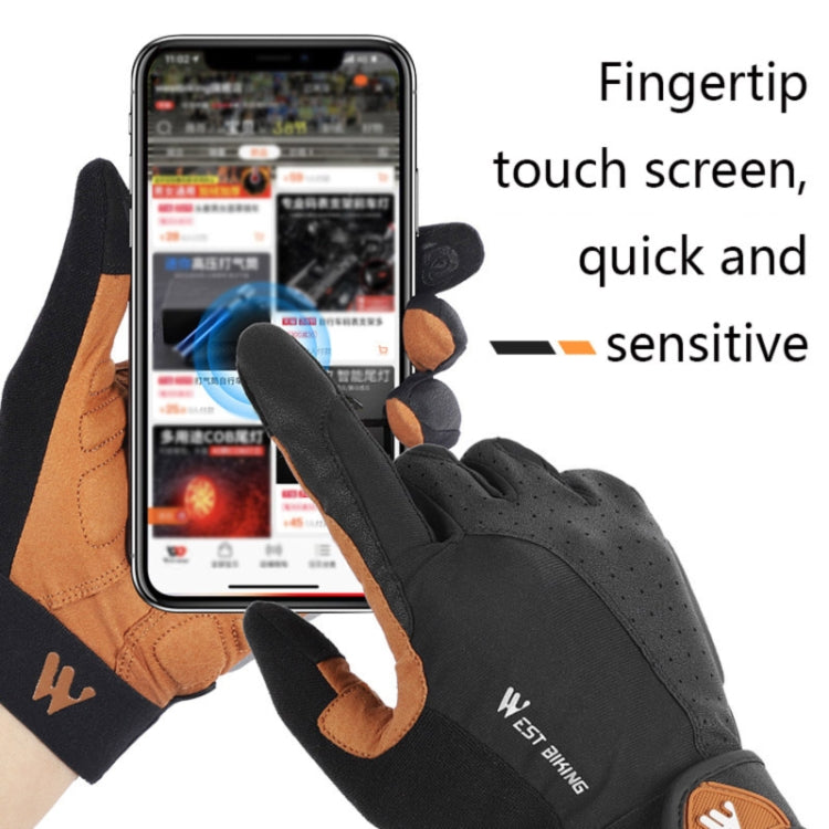Frendorf | WEST BIKING YP0211197 Vollfinger Stoßdämpfende Rutschfeste Motorrad Fahrrad Handschuhe Reitausrüstung, Größe: L(Schwarz Gelb)