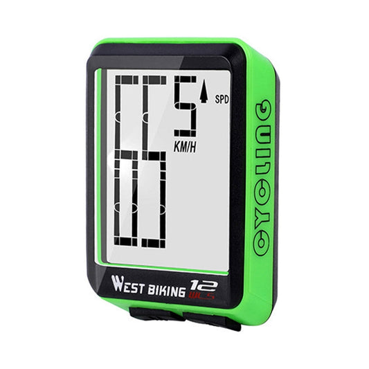 Frendorf | WEST BIKING Mountain Road Bike Wireless Großes Zeichen Tisch Großes Display Wasserdicht Nachtlicht Geschwindigkeit Geschwindigkeitsmesser(Green)