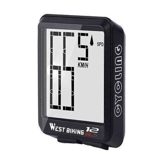 Frendorf | WEST BIKING Mountain Road Bike Wireless Großes Zeichen Tisch Großbild Wasserdicht Nachtlicht Geschwindigkeit Geschwindigkeitsmesser (Schwarz)