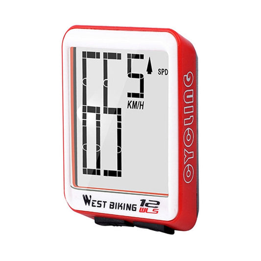 Frendorf | WEST BIKING Mountain Road Bike Wireless Großes Zeichen Tisch Großes Bildschirm Wasserdicht Nachtlicht Geschwindigkeit Geschwindigkeitsmesser(Rot)