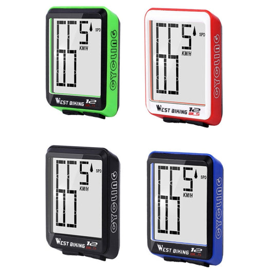 Frendorf | WEST BIKING Mountain Road Bike Wireless Großes Zeichen Tisch Großes Bildschirm Wasserdicht Nachtlicht Geschwindigkeit Geschwindigkeitsmesser(Rot)
