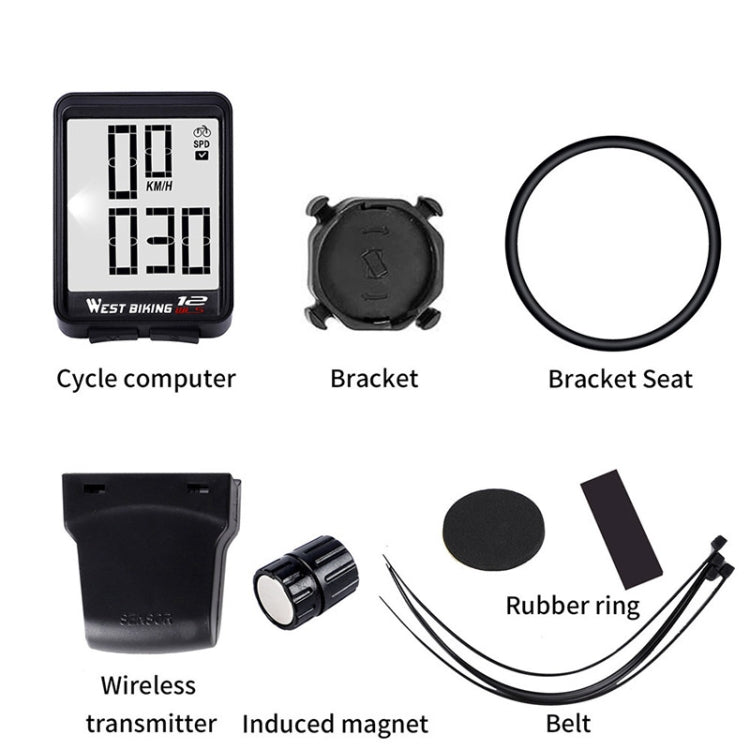 Frendorf | WEST BIKING Mountain Road Bike Wireless Großes Zeichen Tisch Großes Bildschirm Wasserdicht Nachtlicht Geschwindigkeit Geschwindigkeitsmesser(Rot)