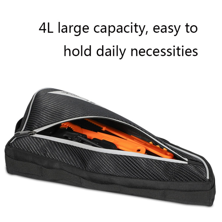 Frendorf | WEST BIKING YP0707254 4L Fahrradtasche Dreiecksform Mountainbike Große Kapazität Vorderträger Reflektierend Wasserdicht Tasche Fahrgeräte(Schwarz)