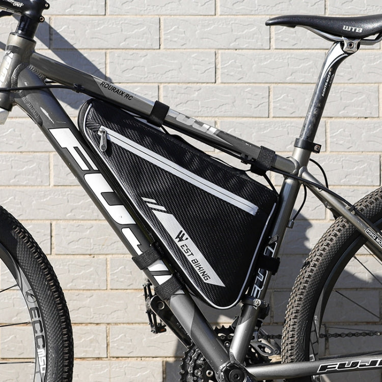 Frendorf | WEST BIKING YP0707254 4L Fahrradtasche Dreiecksform Mountainbike Große Kapazität Vorderträger Reflektierend Wasserdicht Tasche Fahrgeräte(Schwarz)