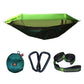 Frendorf | Fallschirmstoff Anti-Mücken Sonnenschirm mit Mückennetz Hängematte Outdoor Einzel Doppel Schwingend Über dem Boden Luftzelt 270x140cm Tintengrün / Grasgrün