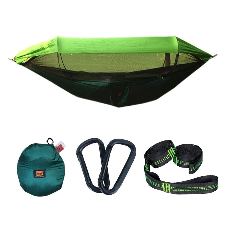 Frendorf | Fallschirmstoff Anti-Mücken Sonnenschirm mit Mückennetz Hängematte Outdoor Einzel Doppel Schwingend Über dem Boden Luftzelt 270x140cm Tintengrün / Grasgrün