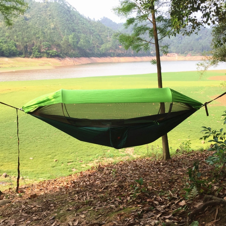 Frendorf | Fallschirmstoff Anti-Mücken Sonnenschirm mit Mückennetz Hängematte Outdoor Einzel Doppel Schwingend Über dem Boden Luftzelt 270x140cm Tintengrün / Grasgrün