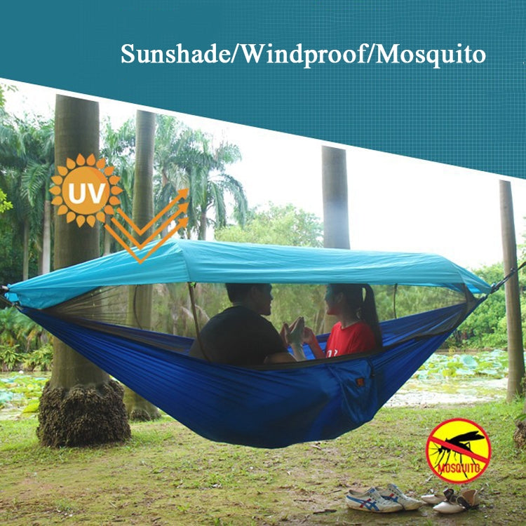 Frendorf | Fallschirmstoff Anti-Mücken Sonnenschirm mit Mückennetz Hängematte Outdoor Einzel Doppel Schwingend Über dem Boden Luftzelt 270x140cm Tintengrün / Grasgrün