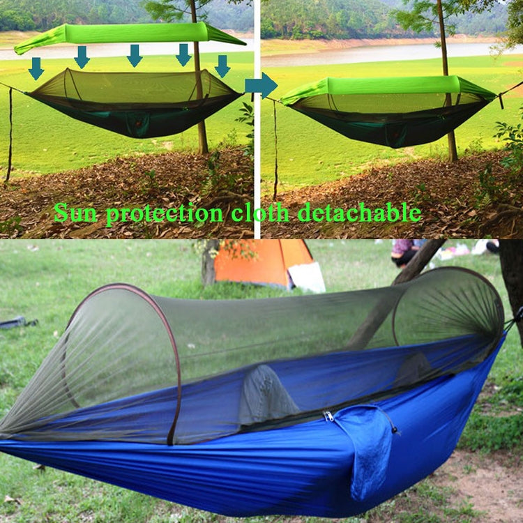 Frendorf | Fallschirmstoff Anti-Mücken Sonnenschirm mit Mückennetz Hängematte Outdoor Einzel Doppel Schwingend Über dem Boden Luftzelt 270x140cm Tintengrün / Grasgrün