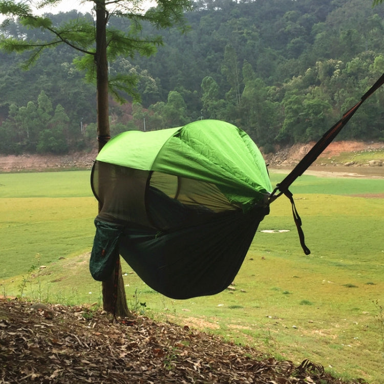 Frendorf | Fallschirmstoff Anti-Mücken Sonnenschirm mit Mückennetz Hängematte Outdoor Einzel Doppel Schwingend Über dem Boden Luftzelt 270x140cm Tintengrün / Grasgrün