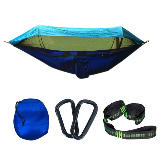 Frendorf | Fallschirmstoff Anti-Moskito Sonnenschutz mit Moskitonetz Hängematte Outdoor Einzel Doppel Schwebend Zelt 270x140cm (Blau / Hellblau)
