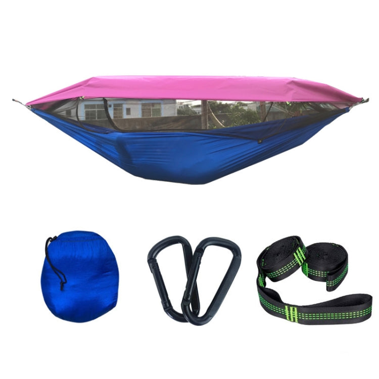 Frendorf | Fallschirmstoff Anti-Mücken Sonnenschirm mit Mückennetz Hängematte Outdoor Einzel Doppel Schwinge über dem Boden Luftzelt 270 x 140cm (Rosa Blau)