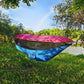 Frendorf | Fallschirmstoff Anti-Mücken Sonnenschirm mit Mückennetz Hängematte Outdoor Einzel Doppel Schwinge über dem Boden Luftzelt 270 x 140cm (Rosa Blau)