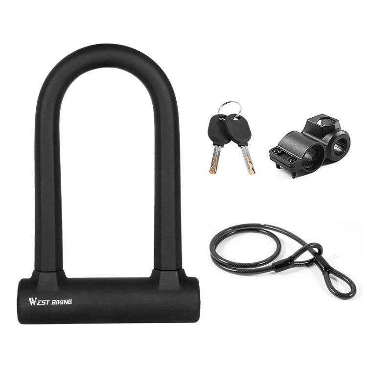 Frendorf | West Biking Fahrradschloss Motorrad Drahtschloss Anti-Hydraulischen Druck Schnitt Anti-Diebstahl Schloss, Spezifikation: U-förmiges Schloss+Kabel