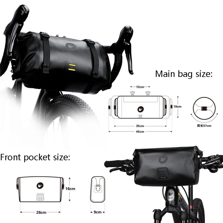 Frendorf | Rhinowalk X21998 Voll 12L Wasserdicht Große Kapazität Fronthängende Tasche Off-Road Langstrecken-Fahrradtasche (Schwarz)