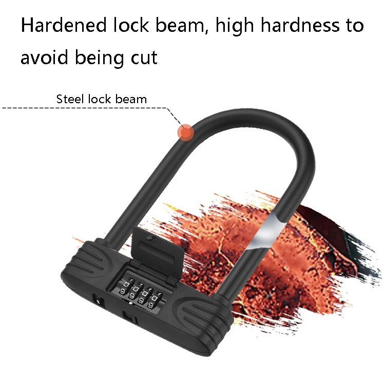Frendorf | Bold Steel U-förmiges Fahrrad-Password-Schloss Motorrad Elektrisches Auto Diebstahlschutz-Password-Schloss (Schwarz)