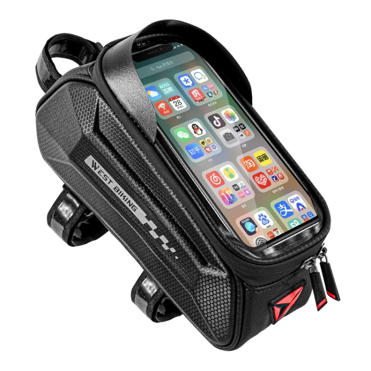 Frendorf | WEST BIKING 7 Zoll Fahrrad Oberrohr Vorderes Hartschalenetui Touchscreen Wasserdicht Reitausrüstung Tasche (Schwarz)