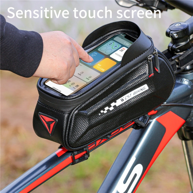 Frendorf | WEST BIKING 7 Zoll Fahrrad Oberrohr Vorderes Hartschalenetui Touchscreen Wasserdicht Reitausrüstung Tasche (Schwarz)