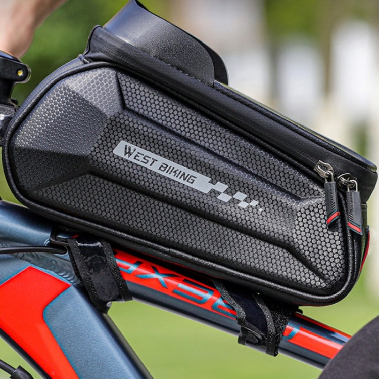 Frendorf | WEST BIKING 7 Zoll Fahrrad Oberrohr Vorderes Hartschalenetui Touchscreen Wasserdicht Reitausrüstung Tasche (Schwarz)