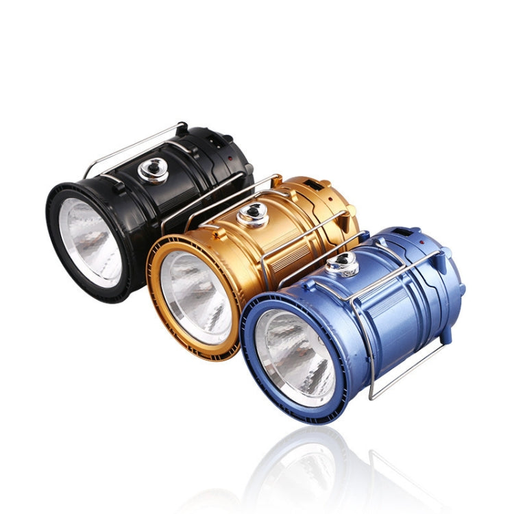 LED-Zeltlicht Solar aufladbare Campinglampe dehnbare multifunktionale Laterne, unterstützt USB-Ausgang, EU-Stecker (Blau)