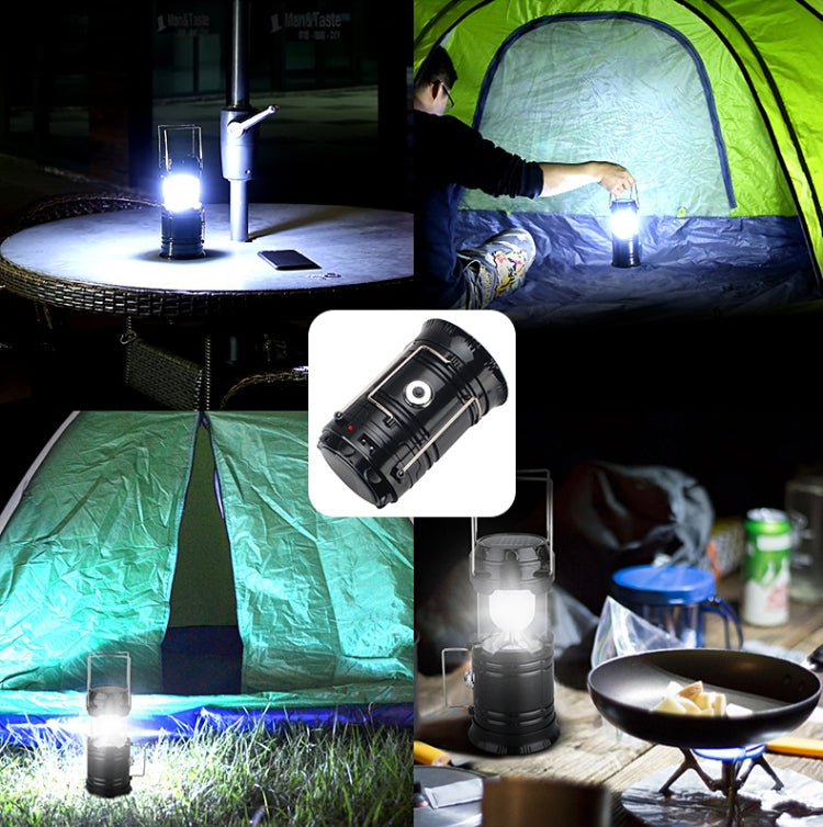 LED-Zeltlicht Solar aufladbare Campinglampe dehnbare multifunktionale Laterne, unterstützt USB-Ausgang, EU-Stecker (Blau)