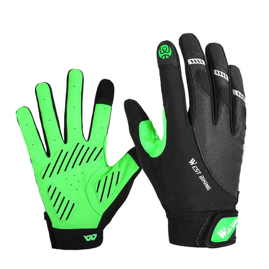 Frendorf | WEST BIKING YP0211209 Fahrradhandschuhe Stoßdämpfer Anti-Rutsch Touchscreen-Handschuh, Größe: L(Grün Schwarz)