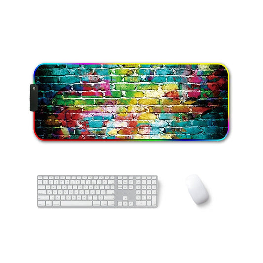 Frendorf | 300x800x4mm F-01 Gummi Thermotransfer RGB Leuchtende Rutschfeste Mauspad(Buntes Ziegel)