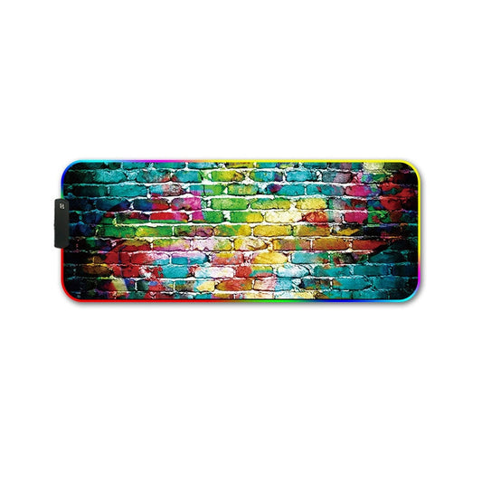 Frendorf | 300x800x4mm F-01 Gummi Thermotransfer RGB Leuchtende Rutschfeste Mauspad(Buntes Ziegel)