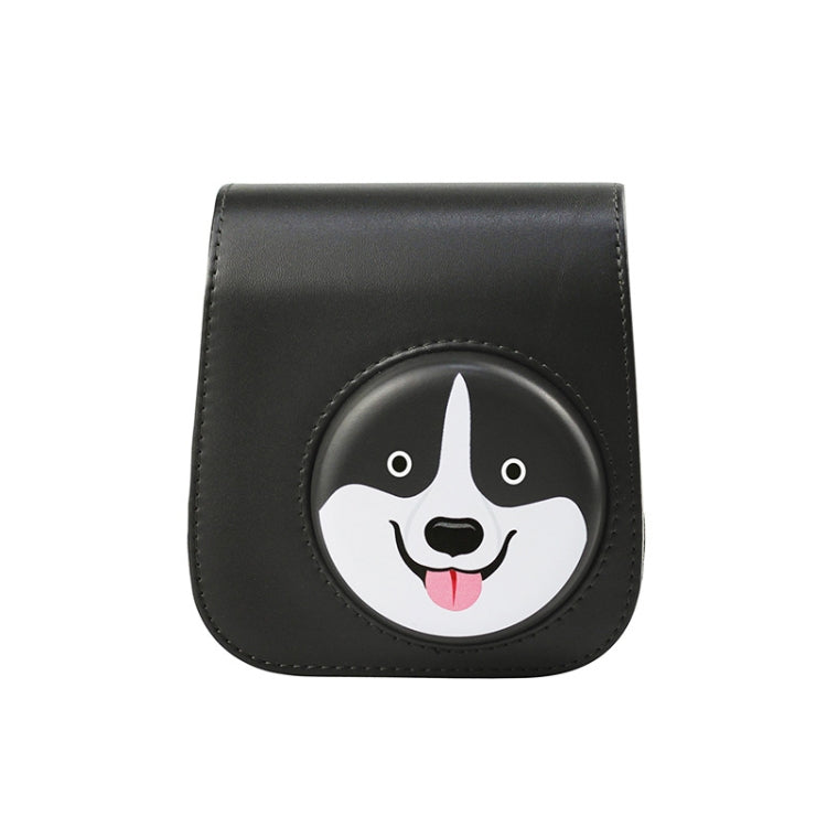 Frendorf | Cartoon Volledige Lichaam Camera PU Lederen Case Tas met Band voor FUJIFILM instax mini 9 / mini 11 / mini 8 (Grijs Zwarte Husky)