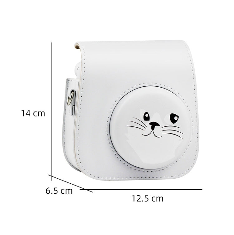 Frendorf | Cartoon Volledige Lichaam Camera PU Lederen Case Tas met Band voor FUJIFILM instax mini 9 / mini 11 / mini 8 (Grijs Zwarte Husky)