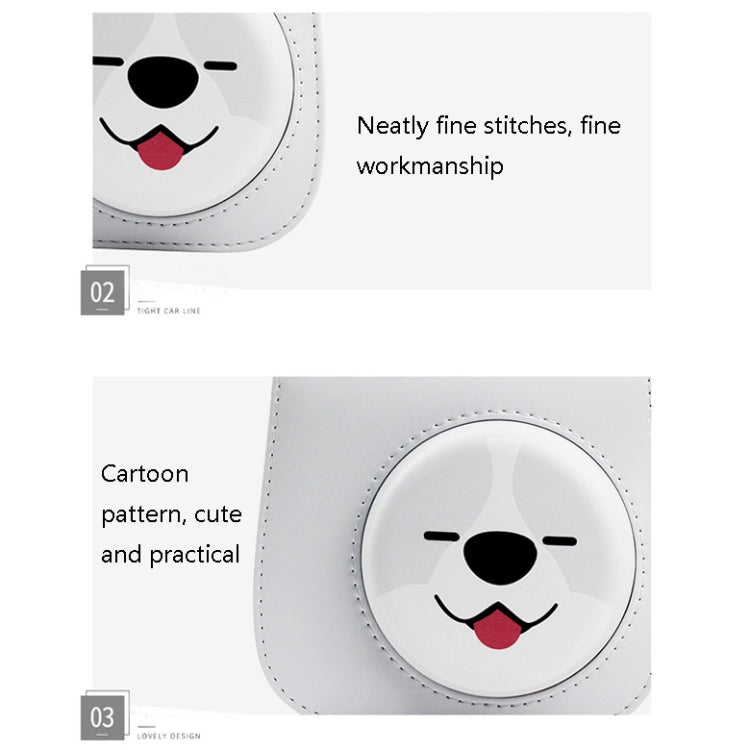 Frendorf | Cartoon Volledige Lichaam Camera PU Lederen Case Tas met Band voor FUJIFILM instax mini 9 / mini 11 / mini 8 (Grijs Zwarte Husky)