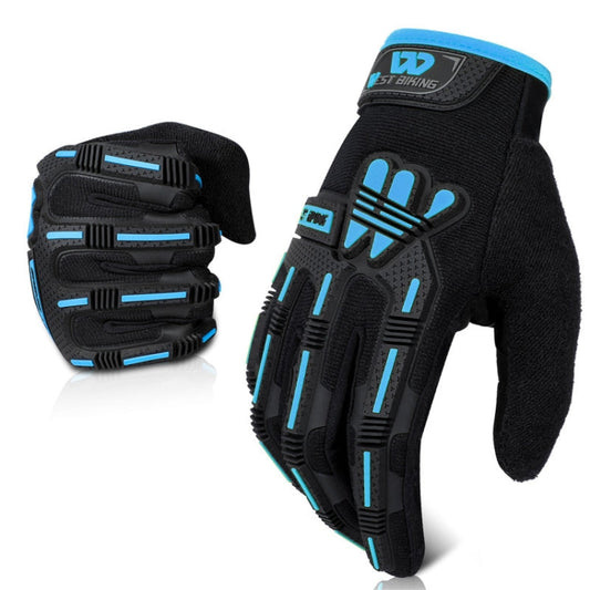 Frendorf | WEST BIKING YP0211208 Reithandschuhe Motorrad Fahrrad Langfinger Rutschfeste Touchscreen-Handschuhe, Größe: L(Schwarz Blau)