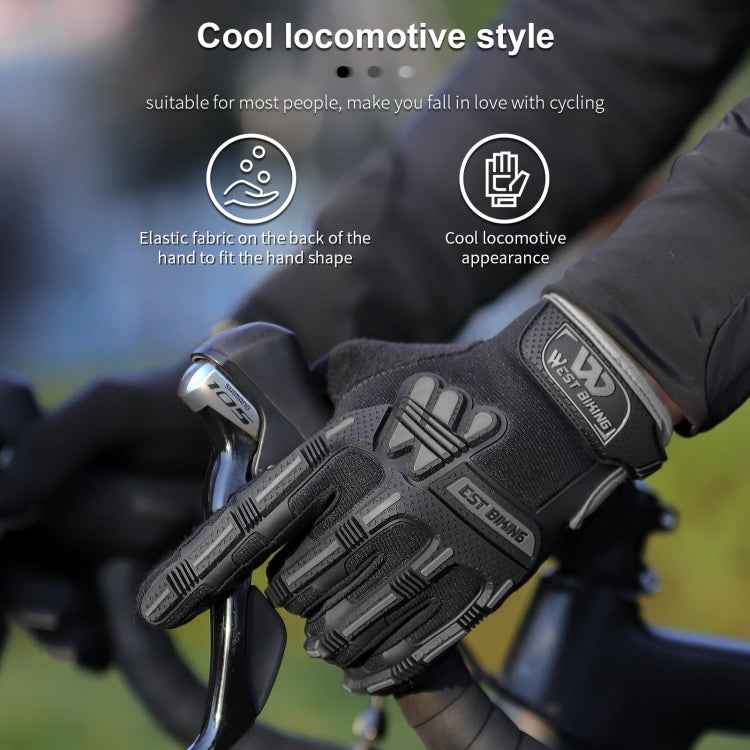 Frendorf | WEST BIKING YP0211208 Fahrhandschuhe Motorrad Fahrrad Langfinger Rutschfeste Touchscreen-Handschuhe, Größe: L(Schwarz)