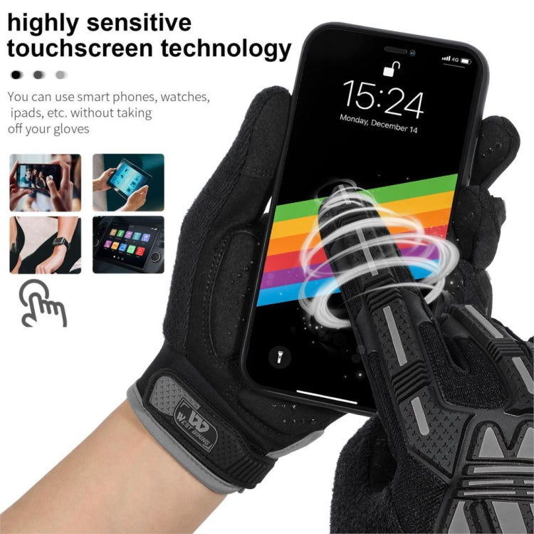 Frendorf | WEST BIKING YP0211208 Fahrhandschuhe Motorrad Fahrrad Langfinger Rutschfeste Touchscreen-Handschuhe, Größe: L(Schwarz)
