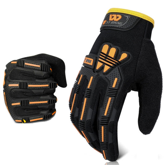 Frendorf | WEST BIKING YP0211208 Fahrhandschuhe Motorrad Fahrrad Langfinger Rutschfeste Touchscreen-Handschuhe, Größe: XL(Schwarz Orange)