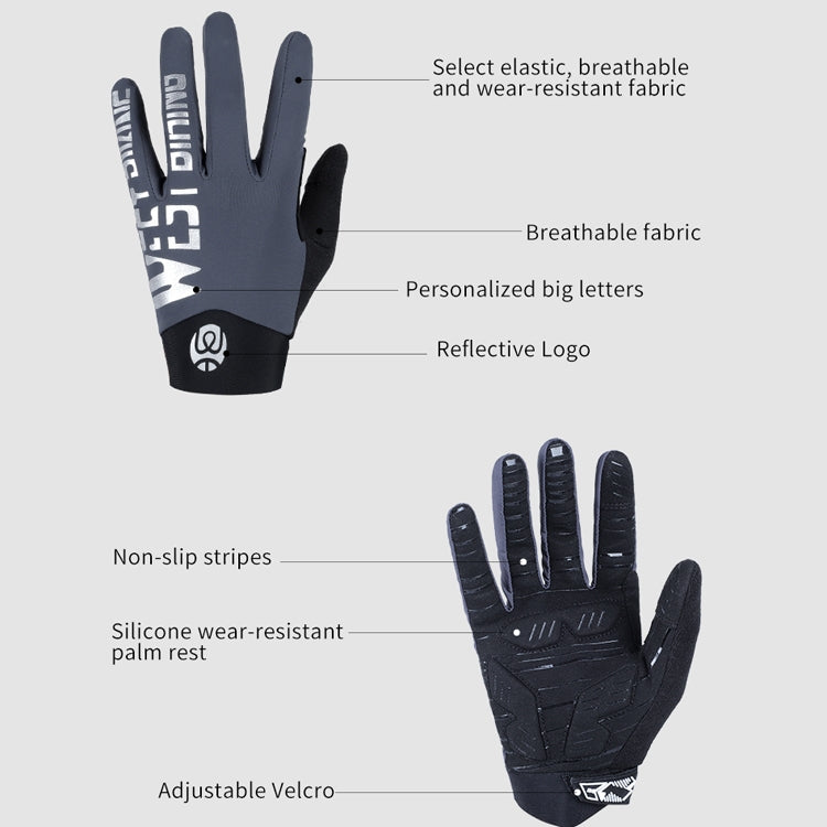 Frendorf | WEST BIKING YP0211214 Langfinger Shock Absorption Rutschfeste Touchscreen-Handschuhe Fahrrad Sporthandschuhe, Größe: M(Schwarz)