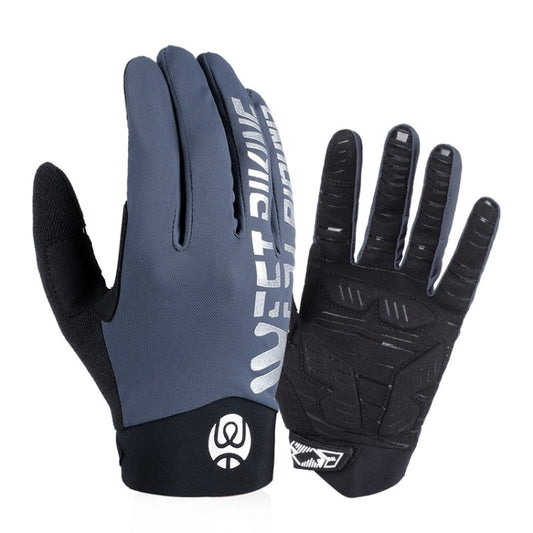 Frendorf | WEST BIKING YP0211214 Langfinger Shockabsorption Rutschfeste Touchscreen-Handschuhe Radsporthandschuhe, Größe: XL(Grau)