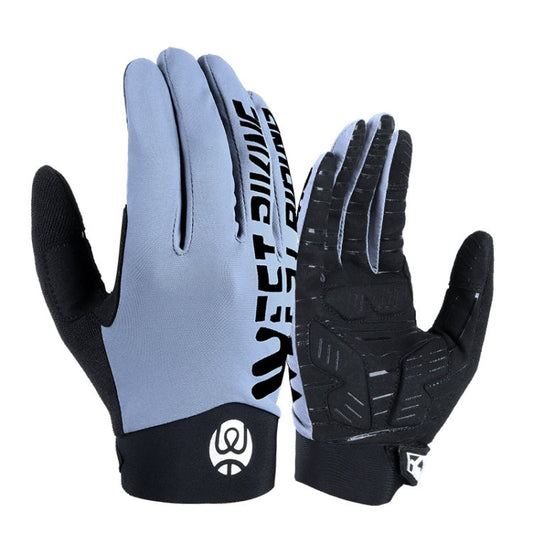 Frendorf | WEST BIKING YP0211214 Langfinger Shock Absorption Rutschfeste Touchscreen-Handschuhe Fahrrad Sporthandschuhe, Größe: XL (Fog Blue)