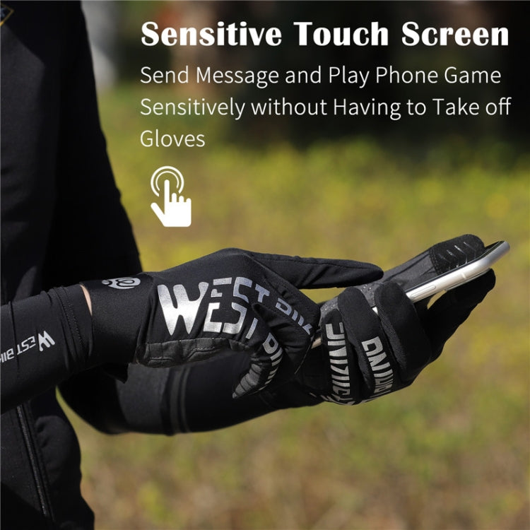 Frendorf | WEST BIKING YP0211214 Langfinger Shockabsorption Rutschfeste Touchscreen-Handschuhe Radsporthandschuhe, Größe: XL(Grau)